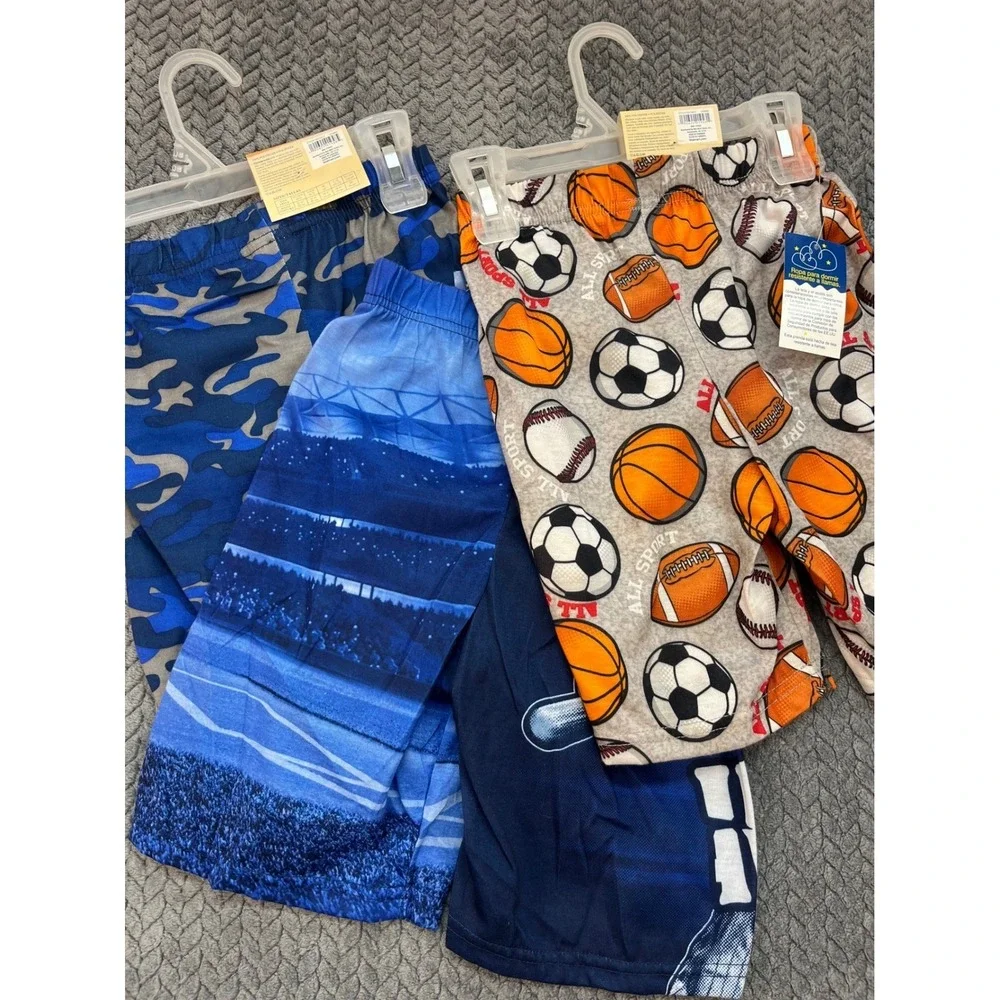 Sports Baseball Camo Boys Multicolor Faded Glory Pajama Shorts 3-Pack Size S 6-7
